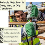 Shoulder Leather Work Gloves 120 Dozen (1,440 Pairs) for Farming & Welding – Split Cowhide Palm, Joint Palm & Safety Cuff