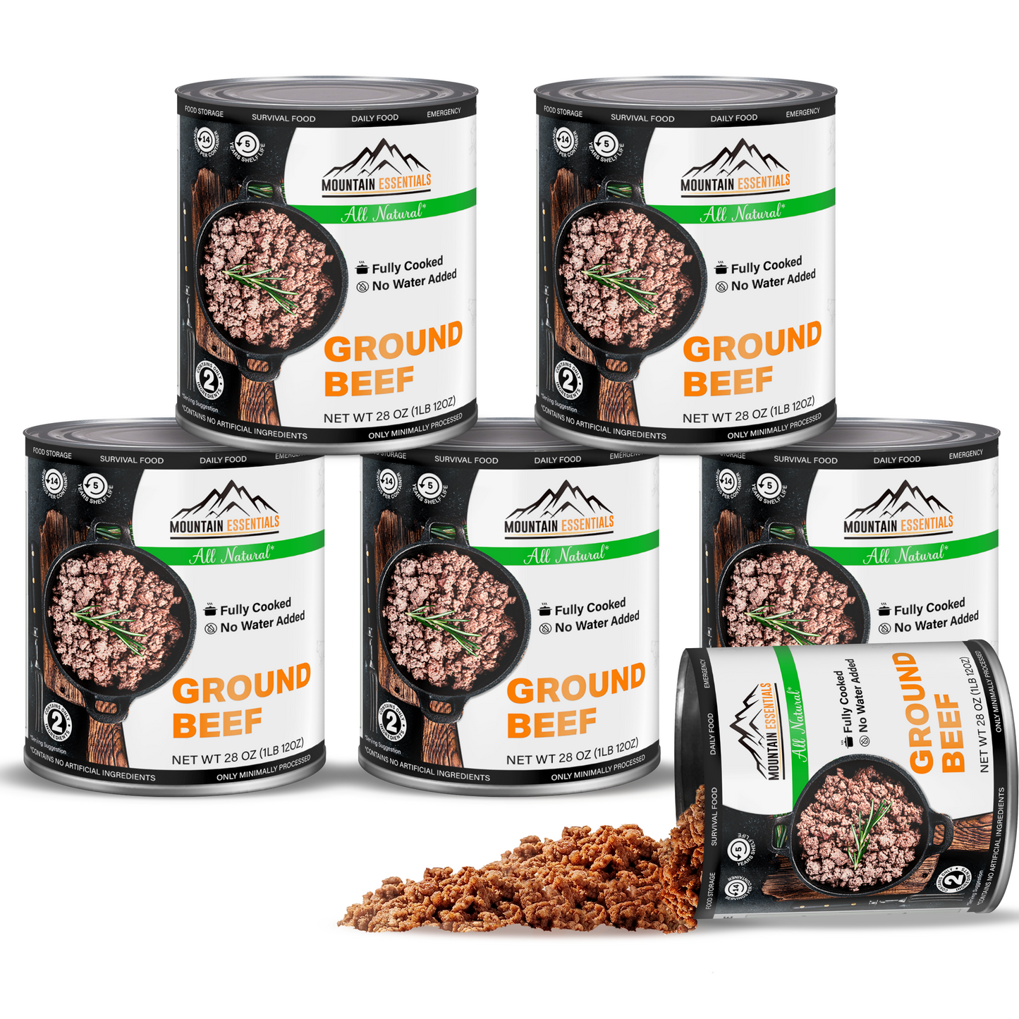 Mountain Essentials Canned Ground Beef - 28 Ounce and easy to prepare. It can be eaten right out of the can, or it can be used to make a variety of dishes. It is a great option for camping, backpacking, or emergency food storage.