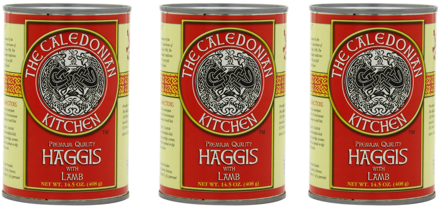 A can of Caledonian Kitchen Haggis with Lamb.