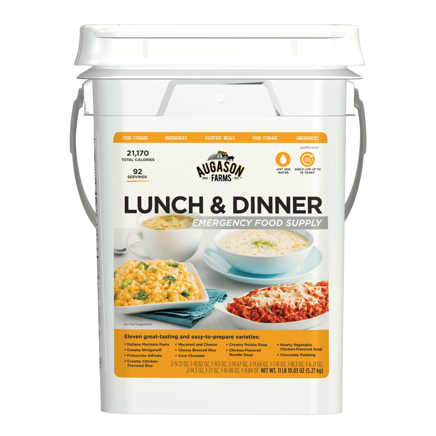 Lunch and Dinner Variety Pail, 92 Servings