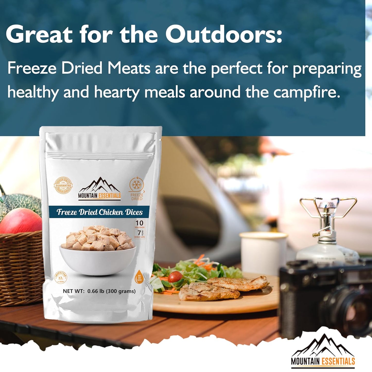 MOUNTAIN ESSENTIALS Freeze Dried Fully Cooked Chicken Dices Pouch