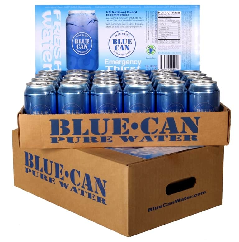 Blue Can Emergency Drinking Water - 50 Year Shelf Life (Case of 24 Cans)