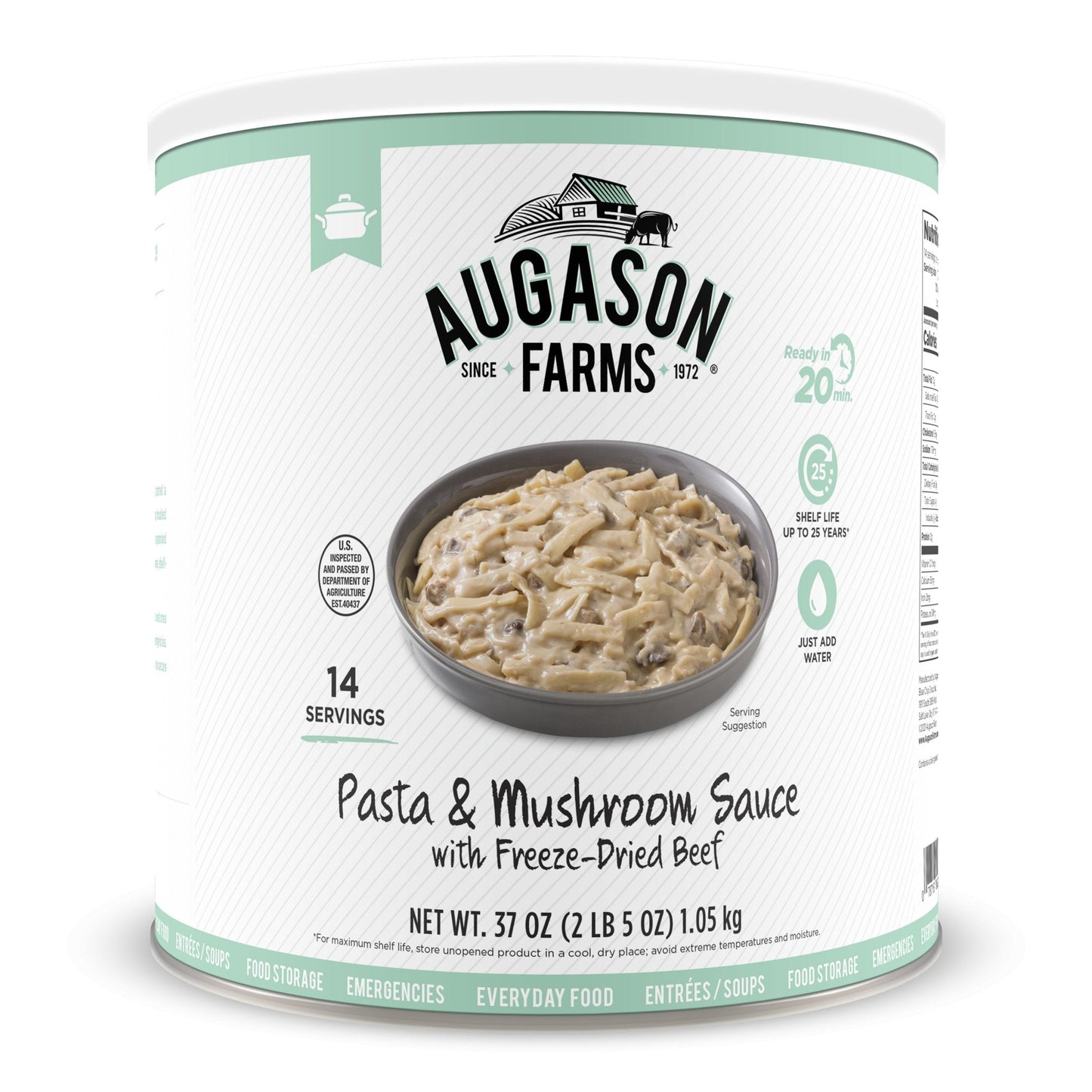 Pasta & Mushroom Sauce with Freeze-Dried Beef, 14 Servings