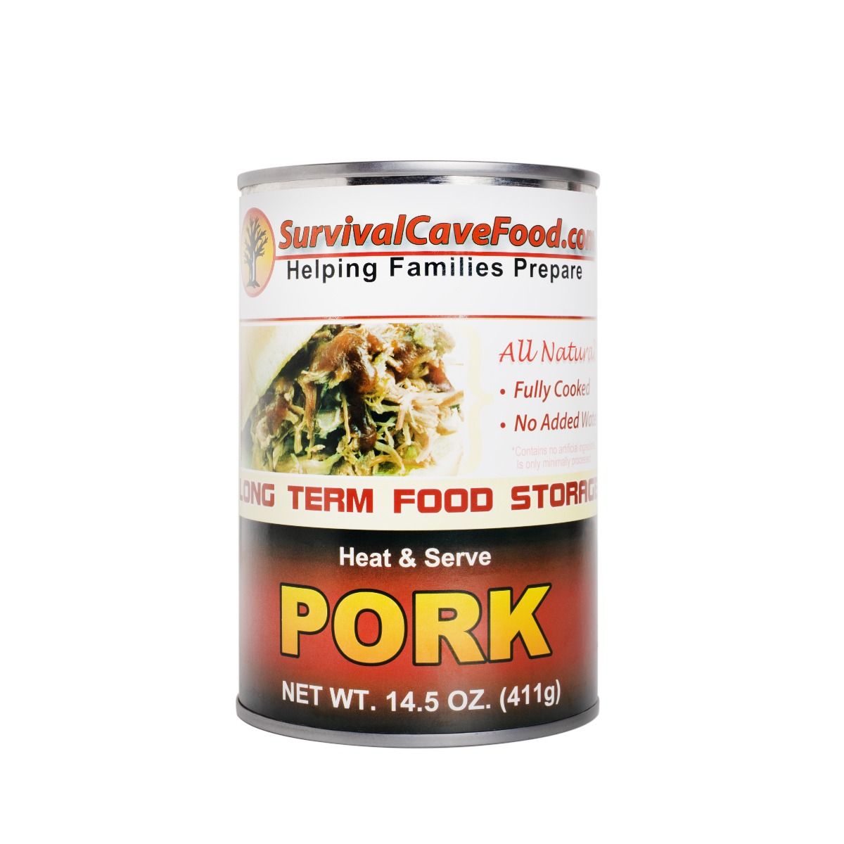 Survival Cave Pork 12 – 14.5 oz Can – Ready to Eat Canned Meat – Full Case 