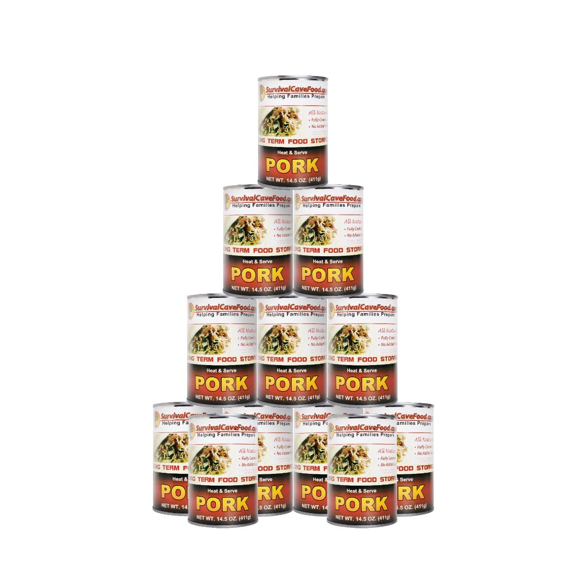 Survival Cave Pork 12 – 14.5 oz Can – Ready to Eat Canned Meat – Full Case 