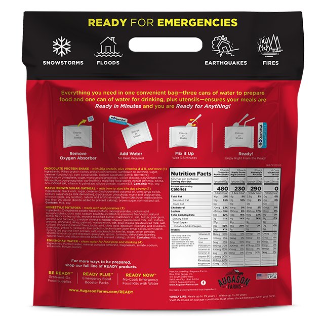 24-Hour 1-Person Food & Water Supply, Farmhouse Potato Kit, 3 servings