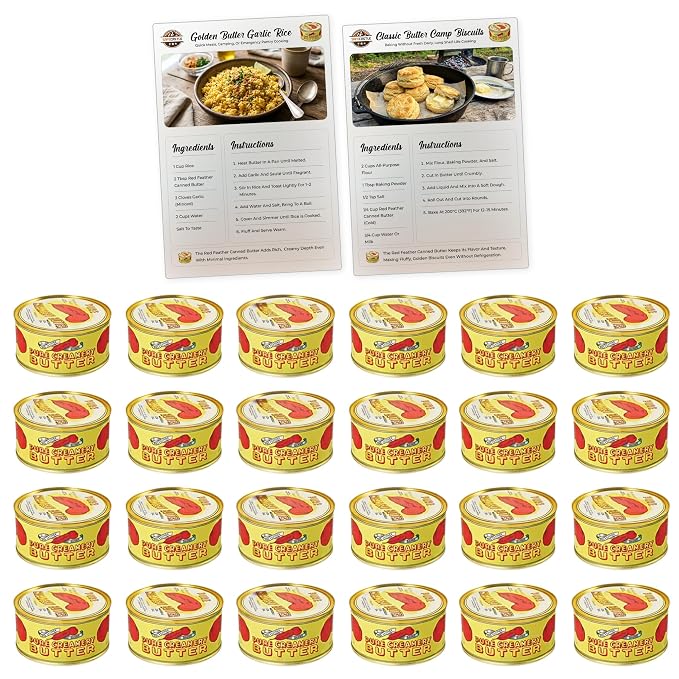 Red Feather Canned Butter – Real Creamery Butter from New Zealand, 100% Pure No Artificial Colors or Flavors | Long Shelf Life for Baking, Camping, and Emergency