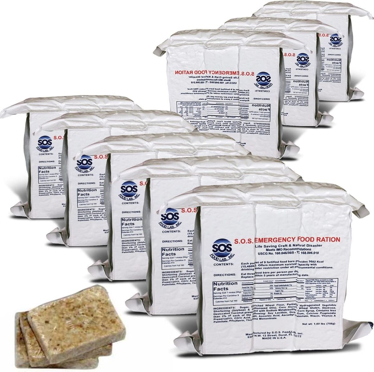Boota Emergency Rations 2 Pack! S.O.S. Rations Emergency Food Bars (3600 Calorie, 3-Day Supply ...
