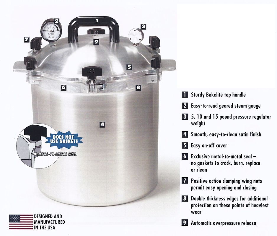 All American 41.5 Quart Pressure Cooker Canner, Silver