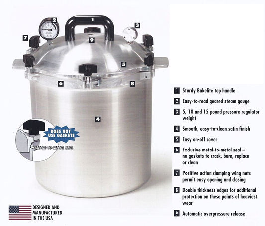 All American 930 30 Qt Heavy Cast Aluminum Pressure Canner Lightly Used