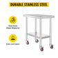 VEVOR 30x18x34 Inch Stainless Steel Work Table 3-Stage Adjustable Shelf with 4 Wheels Heavy Duty Commercial Food Prep Worktable with Brake for Kitchen Prep Work