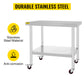 VEVOR 30x36x34 Inch Stainless Steel Work Table 3-Stage Adjustable Shelf with 4 Wheels Heavy Duty Commercial Food Prep Worktable with Brake for Kitchen Prep Work