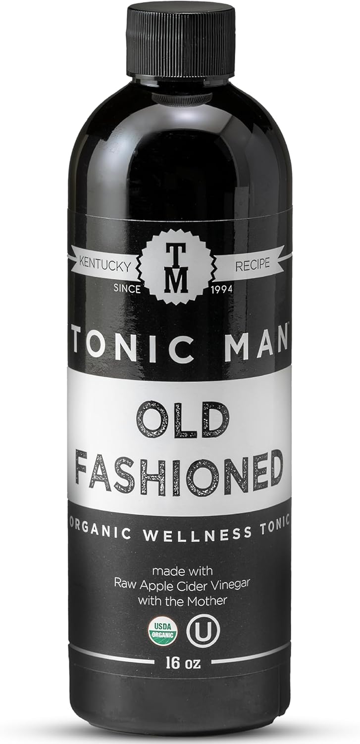 Tonic Man Old Fashioned Organic Wellness Tonic Made with Raw Apple Cider Vinegar Kosher Organic Apple & Grape Juices with 12 Herbs & Spices Energize Body