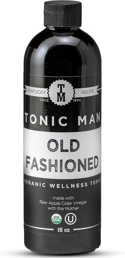 Tonic Man Old Fashioned Organic Wellness Tonic Made with Raw Apple Cider Vinegar Kosher Organic Apple & Grape Juices with 12 Herbs & Spices Energize Body