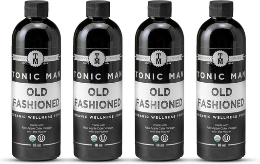 Tonic Man Old Fashioned Organic Wellness Tonic Made with Raw Apple Cider Vinegar Kosher Organic Apple & Grape Juices with 12 Herbs & Spices Energize Body