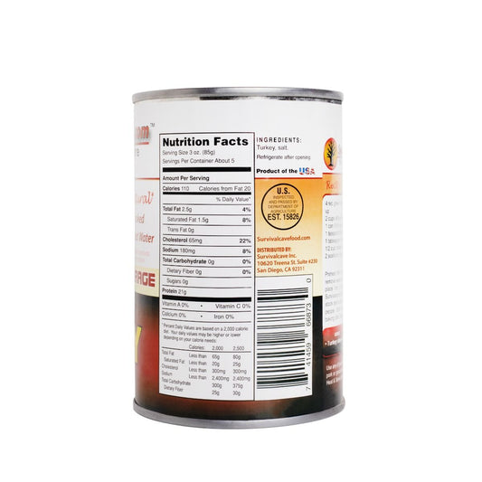 Full Case of Canned Turkey for Food Storage - 12 Cans, 60 Servings, 14.5 oz Each.