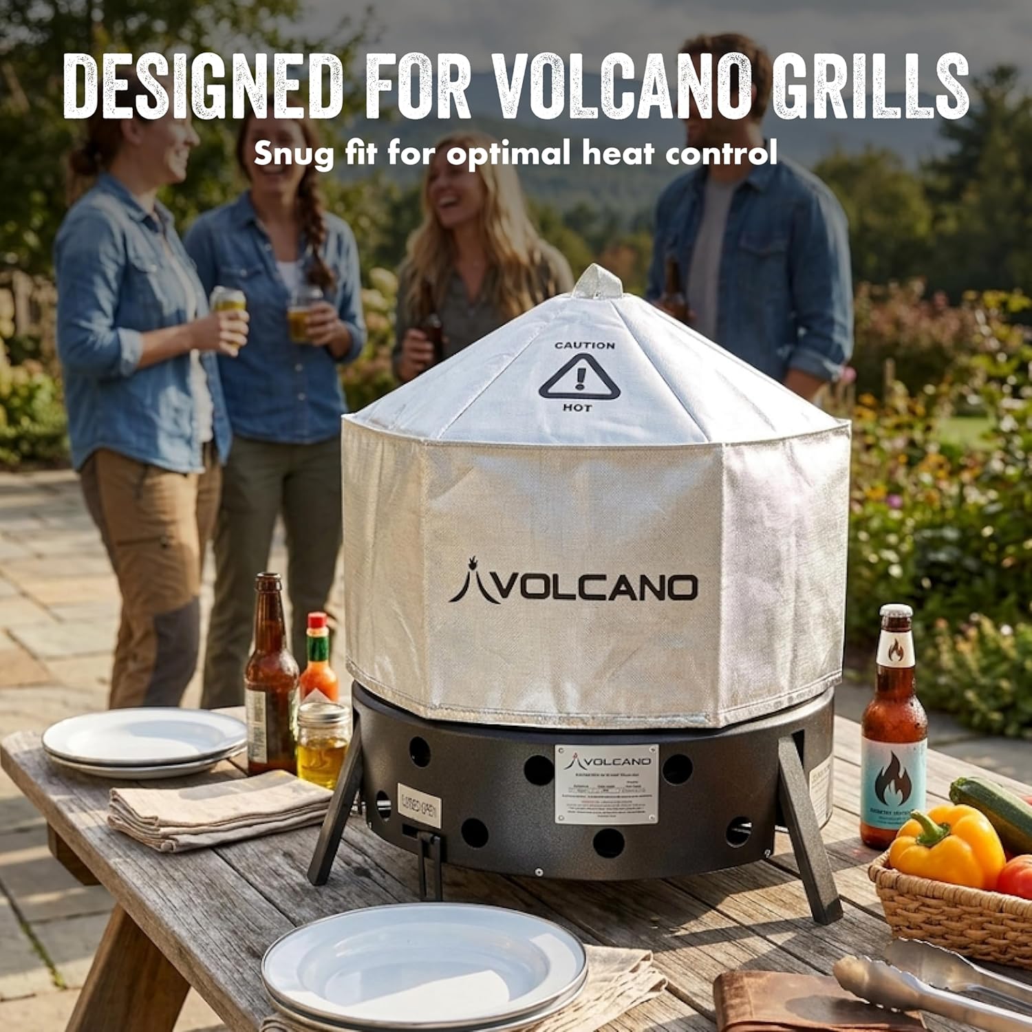 Volcano Lid for Volcano Collapsible Grill, Heat Resistant Polyester Cover, Heat Retention Lid for Baking, Smoking & Dutch Oven Cooking, Folding Portable Outdoor Grill Accessory, Fits Camping Grill