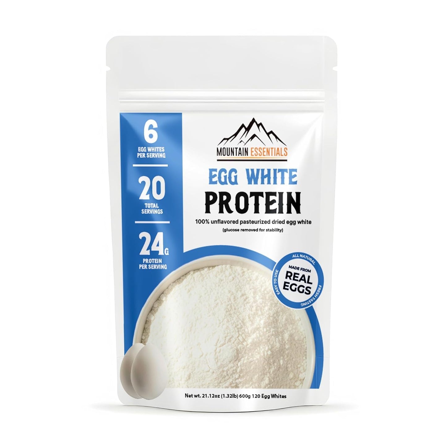 Egg White Protein Crystal Powder- 24g Protein- Single Ingredient-Unflavored 100% Pure Pasteurized Dried Egg Whites-
