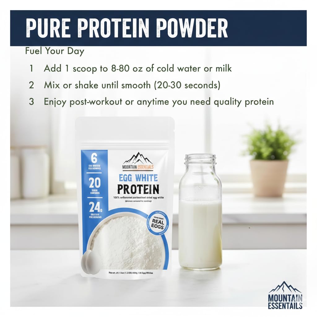 Egg White Protein Crystal Powder- 24g Protein- Single Ingredient-Unflavored 100% Pure Pasteurized Dried Egg Whites-