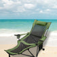 VEVOR Folding Camp Chair with Footrest Mesh, Lounge Chair with Cup Holder and Storage Bag, Reclining Folding Camp Chair for Camping Fishing and Other Outdoor Activities (Green)