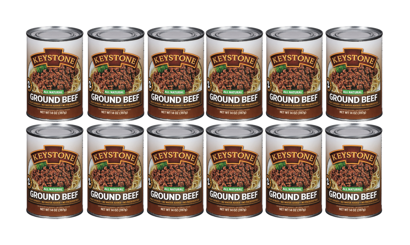 Keystone Meats All Natural Canned Beef, Ground, 14 Ounce Safecastle