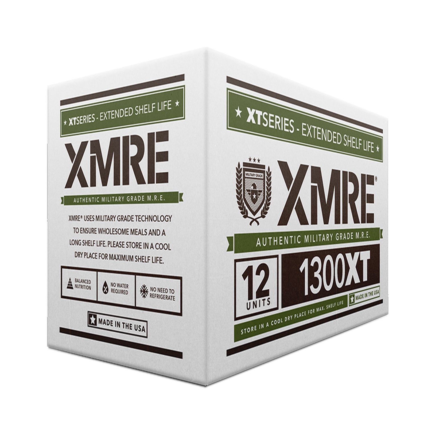 xmre meals 1300xt - 12 case with heaters (meal ready to eat - military grade)