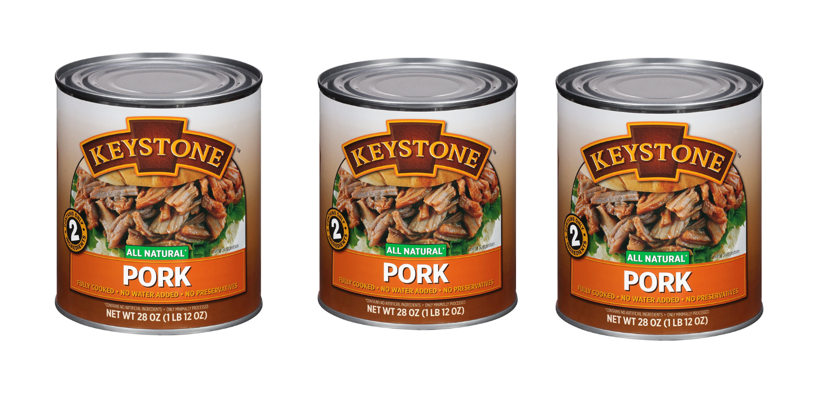 Keystone Meats All Natural Canned Pork, 28 Ounce 3 cans