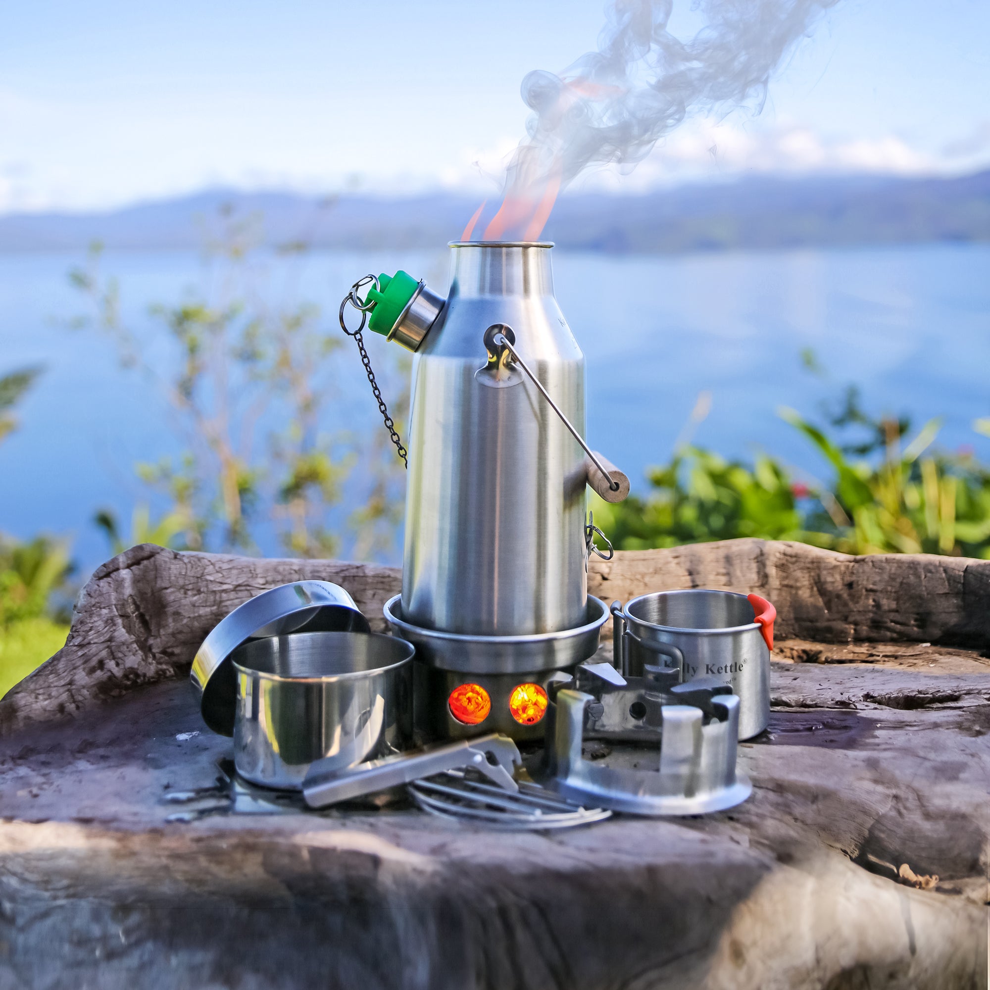 Kelly Kettle Trekker 20oz Stainless Steel Rocket Stove - Boils Water Fast With Sticks & Twigs