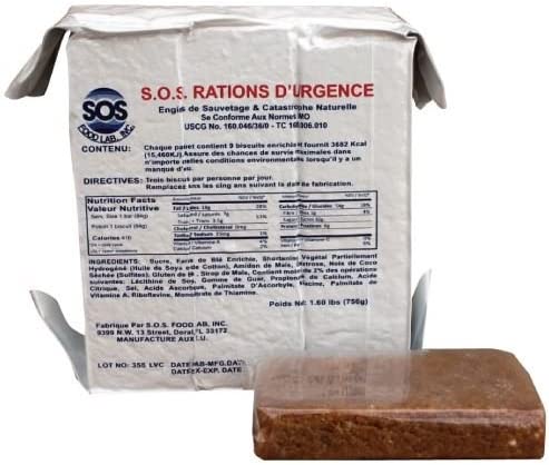 S.O.S. Rations Emergency 3600 Calorie Food Bar - 3 Day / 72 Hour Package with 5 Year Shelf Life 2 PK