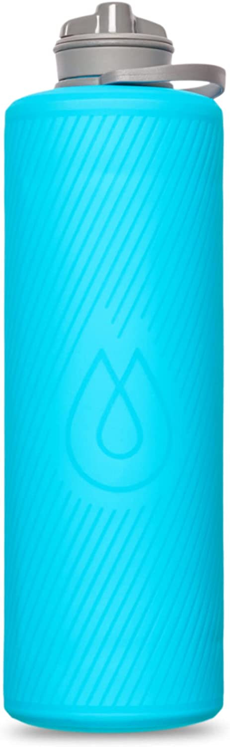 Hydrapak Flux - Collapsible Backpacking Water Bottle (1.5 Liter) - BPA Free, Ultra Light, Spill-Proof Twist Cap - Malibu Blue