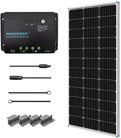 Renogy 100 Watt 12 Volt Solar Panel Starter Kit with 100W Monocrystalline Solar Panel