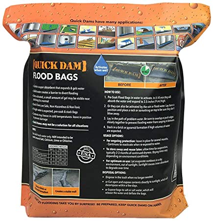 Box of 20 - QUICK DAM Flood Bags Absorb, Contain & Divert Water