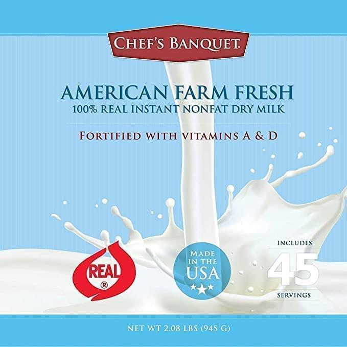 American Farm Fresh Fortified Instant Nonfat Dry Milk Powder for Baking, Long Term Food for Storage, 270 Servings