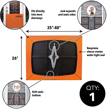 Quick Dam QDFG35 FloodGate, Doorway Flood Guard, 35in-40in Openings, 35" to 40"- 14 Gates