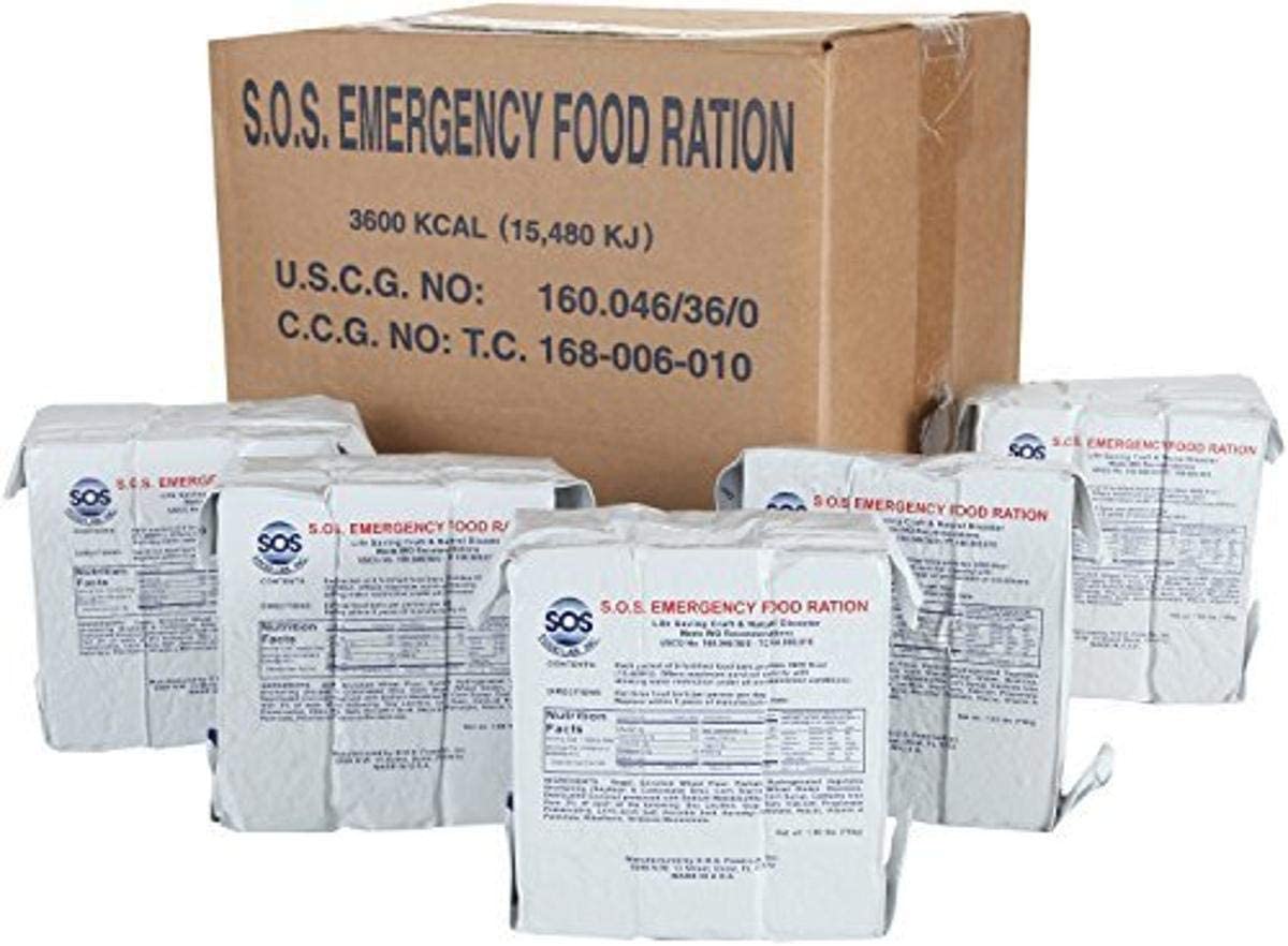 SOS Food Labs Rations Emergency 3600 Calorie Food Bar - 3 Day / 72 Hour Package with 5 Year Shelf Life- FULL CASE …