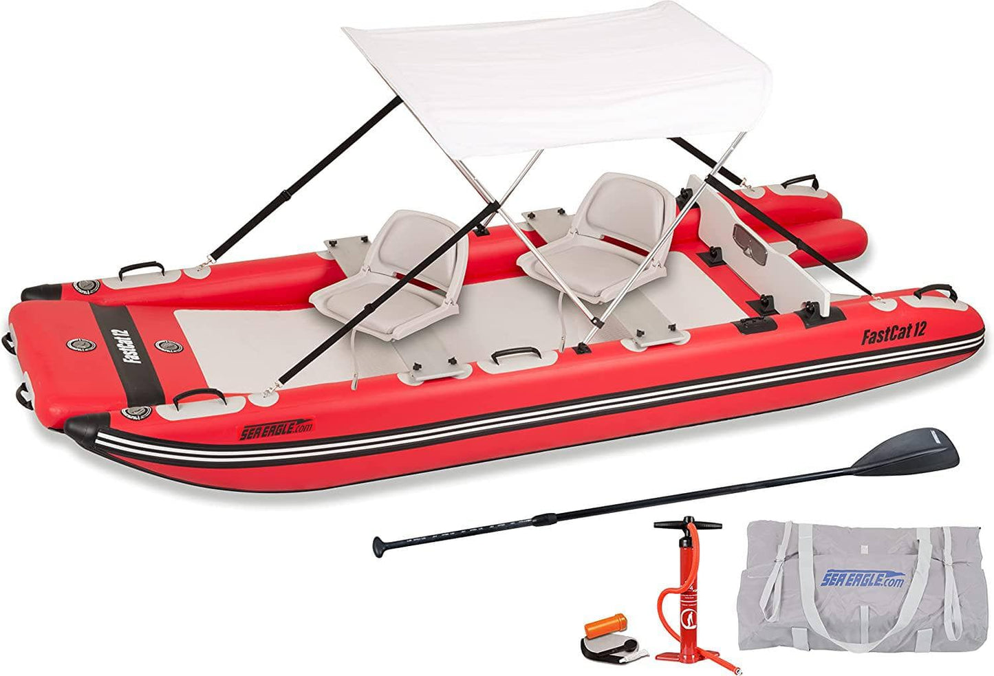 Sea Eagle Fastcat 12 Catamaran Inflatable Boat- Swivel Seat Canopy Package