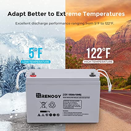 Renogy Deep Cycle AGM Battery 12 Volt 100Ah, 3% Self-Discharge Rate, 2000A