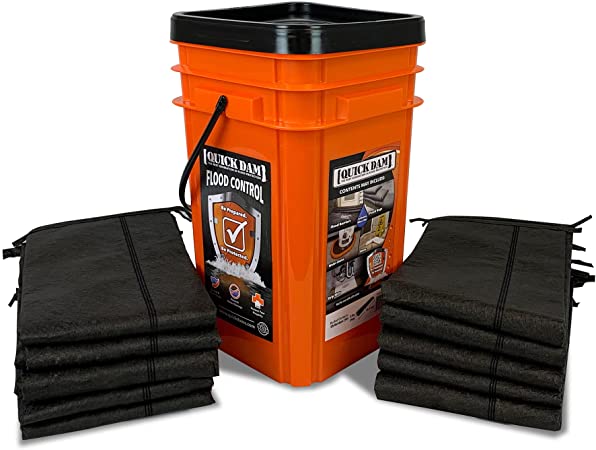 Quick Dam Grab & Go Flood Kit includes 10- 5-ft Flood Barriers in Bucket (QDGG5-10)