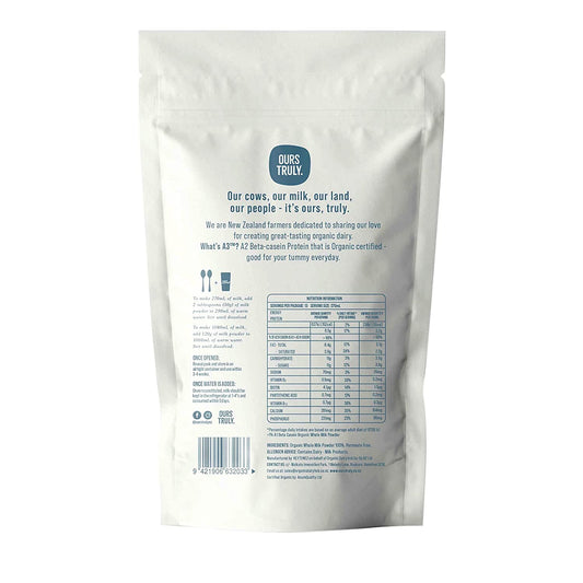 Organic A3 Whole Milk Powder | 100% Grass Feed Cows and Made in New Zealand | Long Term Storage Shelf Stable | per pouch 400g