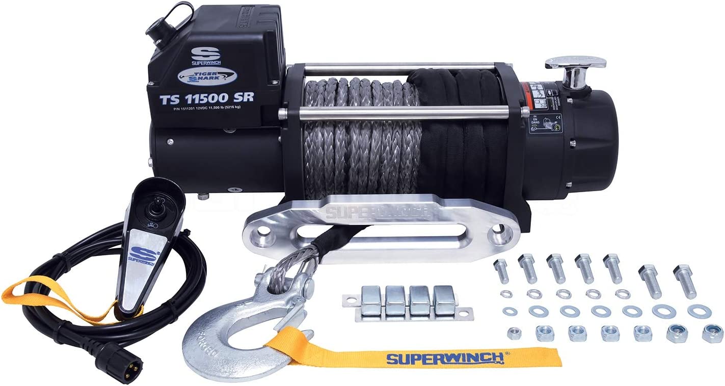 Superwinch Tiger Shark 11500SR 12V Synthetic Rope Winch - 1511201