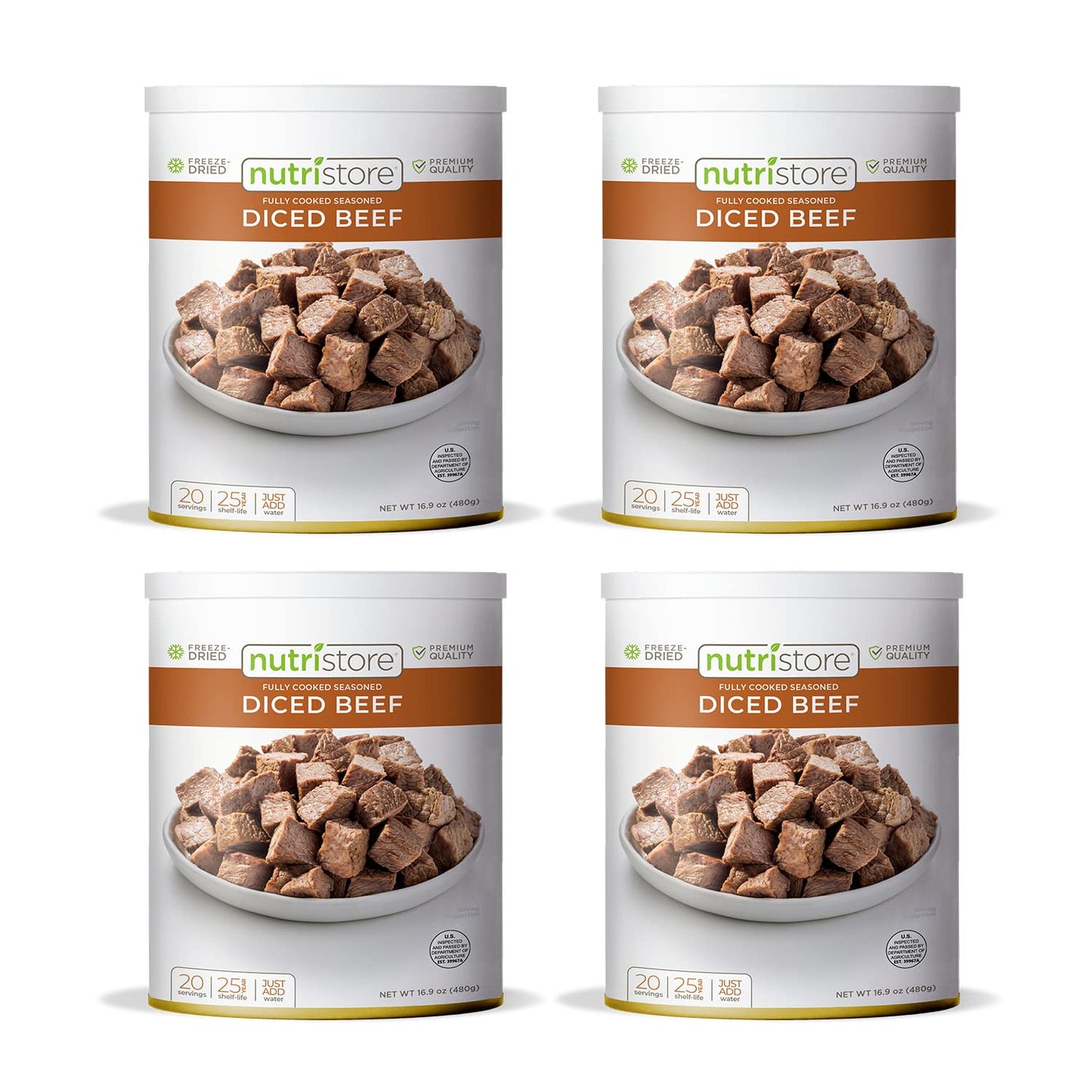 Nutristore Freeze Dried Beef Dices 4 cans | Pre-Cooked Meat