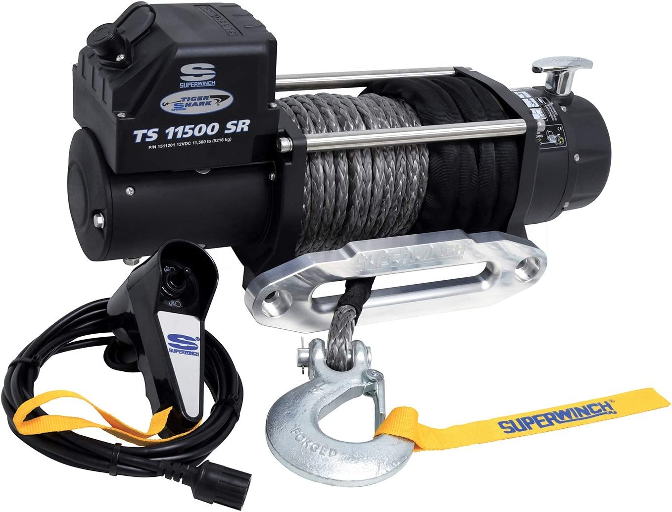 Superwinch Tiger Shark 11500SR 12V Synthetic Rope Winch - 1511201