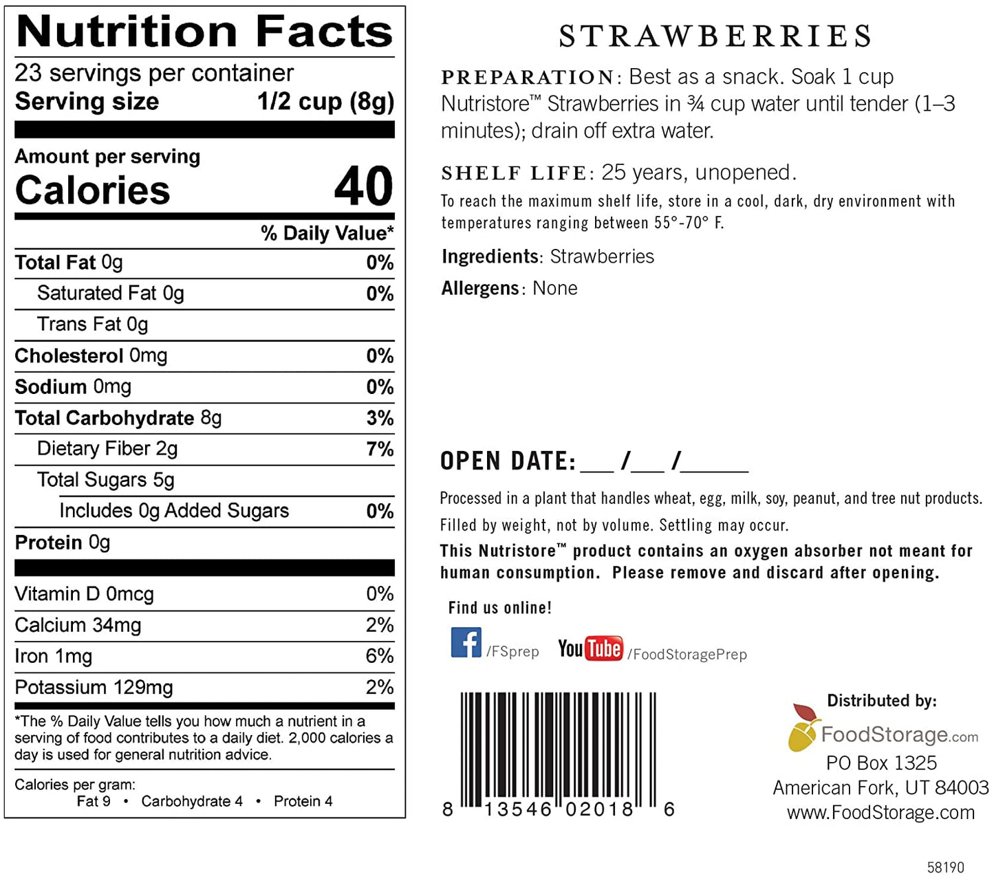 Nutristore Freeze-Dried Strawberries #10 Can