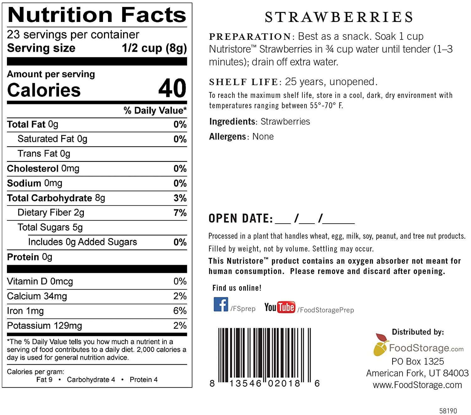 Nutristore Freeze-Dried Strawberries #10 Can