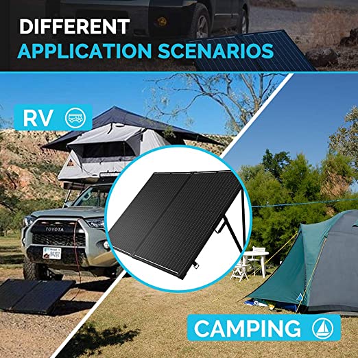Renogy 200 Watt 12 Volt Monocrystalline Off Grid Portable Foldable 2Pcs 100W Solar Panel Suitcase Built-in Kickstand with Waterproof 20A Charger Controller