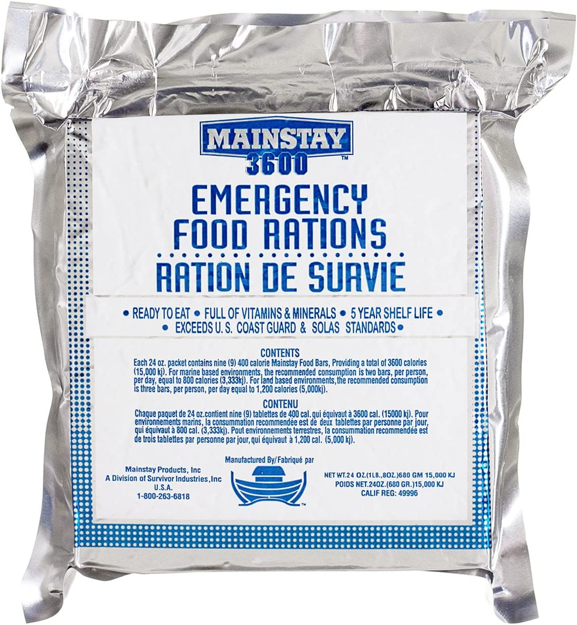 Mainstay Emergency Food Rations - 3600 Calorie Bars (Pack of 20)