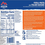 Mountain House Fusilli Pasta pouches (6/case) Clean label Nutritional facts