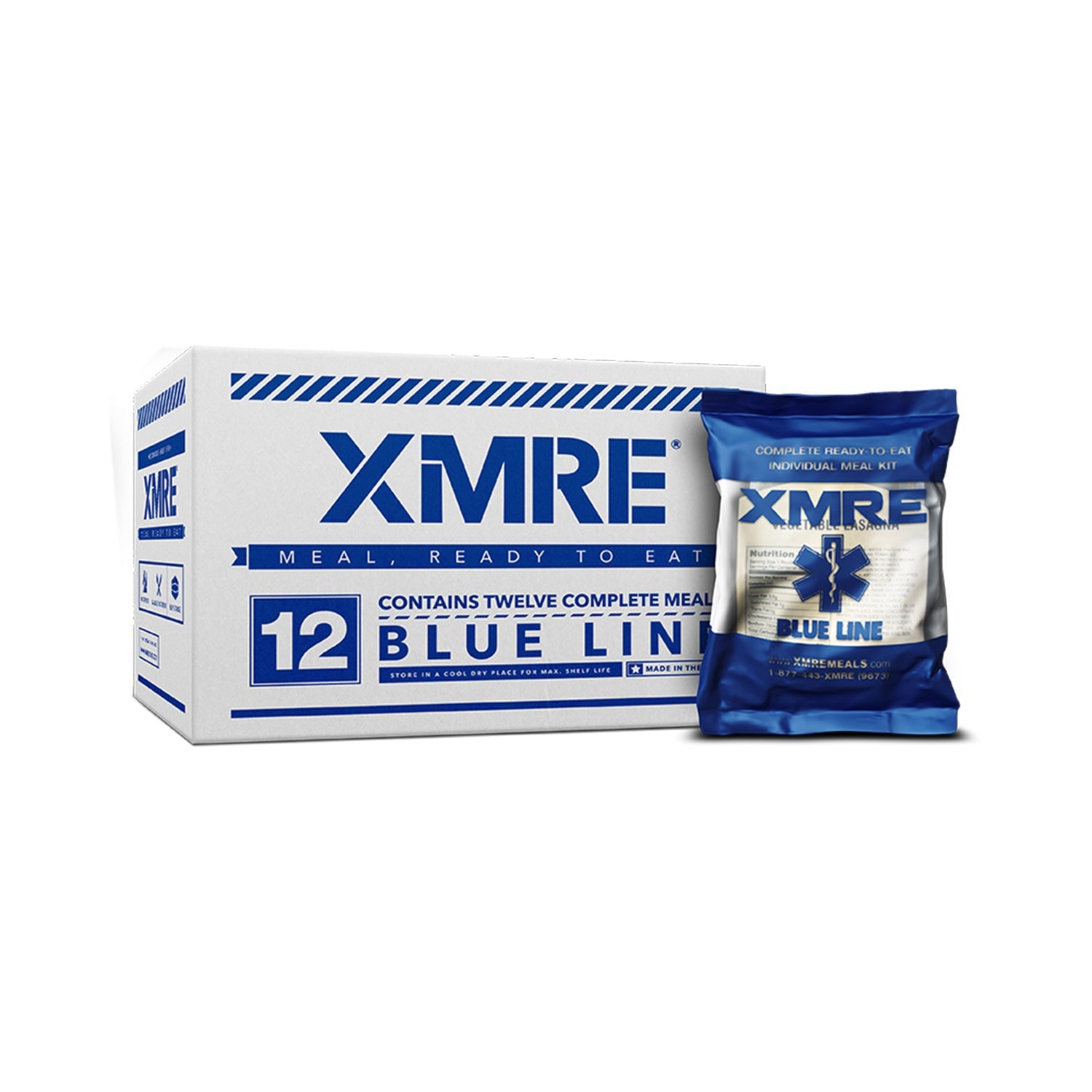 XMRE Blue Line Meals - 12 Case with Heaters (Meal Ready to Eat)