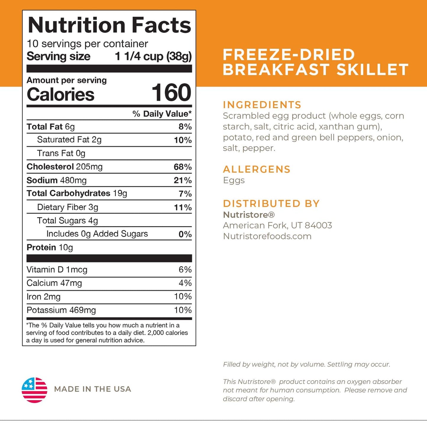 Nutristore Breakfast Skillet Freeze Dried - #10 Can