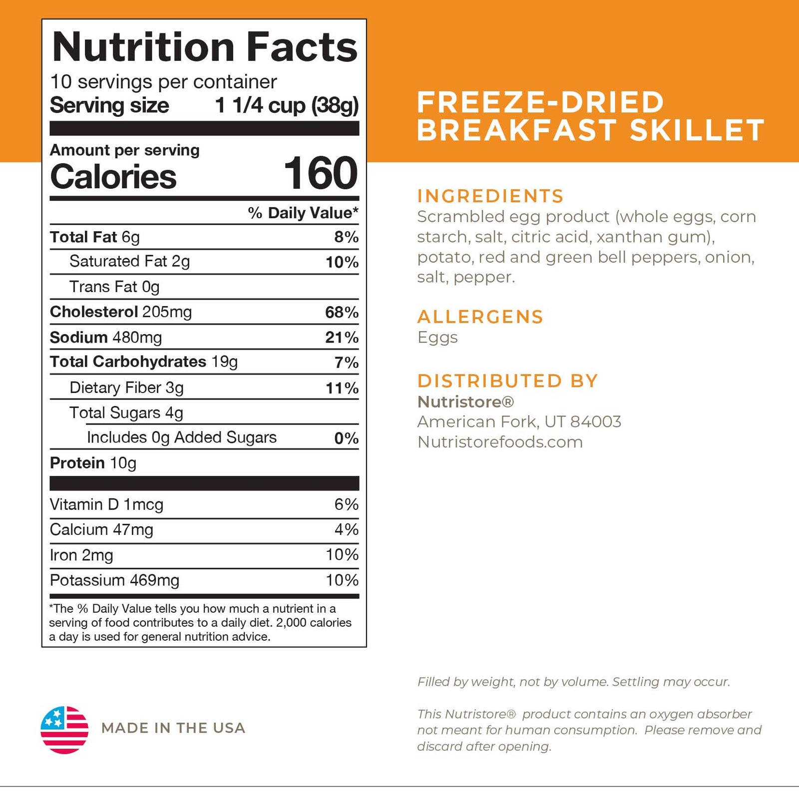 Nutristore Breakfast Skillet Freeze Dried - #10 Can